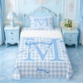 thumbnail image 1 of Erosebridal Letter M Monogrammed Twin Sheet Sets For Kids,Classic Geometric Buffalo Plaid Bedding 3pcs, 1 of 6