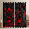 thumbnail image 1 of Erosebridal Letter Monogrammed A Boy Blackout Curtains Set of 2 (52x84 Each),Teens Children Black Red Futuristic Cubes Window Curtains, 1 of 6
