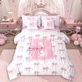 thumbnail image 1 of Erosebridal Letter Monogrammed B Twin Bedding Sets 7-Piece For Kids,Girls Cartoon Ribbon Bowknot Bedding Comforter Set,Pink Reversible, 1 of 6
