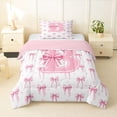 thumbnail image 1 of Erosebridal Letter Monogrammed B Twin Comforter Sets 3-Piece For Kids,Girls Cartoon Ribbon Bowknot Bedding Set,Pink Reversible, 1 of 6