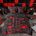 thumbnail image 1 of Erosebridal Letter Monogrammed E Boy Twin Bedding Sets 7-Piece,Teens Children Black Red Futuristic Cubes Bedding Comforter Set,Black Reversible, 1 of 6