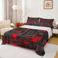 thumbnail image 1 of Erosebridal Letter Monogrammed L Boy Queen Sheet Sets 4 Pieces,Teens Children Black Red Futuristic Cubes Bed Set, 1 of 5