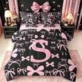 thumbnail image 1 of Erosebridal Letter Monogrammed S Bedding Comforter Set 7 Pieces,Kawaii Ribbon Bow Full Bedding Set,Pink Reversible,Breathable Home Decor, 1 of 6