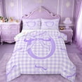 thumbnail image 1 of Erosebridal Letter O Initial Monogram Queen Comforter Set,Purple Bow Aesthetic Bedding Comforter Set For Kids,Colorful Stars Reversible,3pcs, 1 of 7