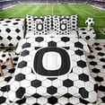 thumbnail image 1 of Erosebridal Letter O Soccer Ball Pattern Print Bedding Comforter Set, Sports Monogram Full Bedding Set for Kids Boys and Girls, Reversible 7pcs, 1 of 6