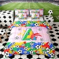 thumbnail image 1 of Erosebridal Letter A Pink Gradient Soccer Ball Print Twin Bedding Sets, Sports Monogram Bedding Comforter Set for Kids Boys and Girls, Reversible 7 Pieces, 1 of 6