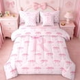 thumbnail image 1 of Erosebridal Letter R Initial Print 7-Piece Twin Bedding Sets For Girls,Pink Ribbon Bow Tie Kids Bedding Comforter Set,Pink Reversible, 1 of 7