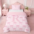 thumbnail image 1 of Erosebridal Letter R Initial Print Twin Bedding For Girls,Pink Ribbon Bow Tie Kids Duvet Cover Set,Pink Reversible,2 Pieces(No Comforter), 1 of 6