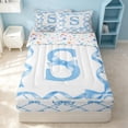 thumbnail image 1 of Erosebridal Letter S Zipper Twin Comforter Sets with Fitted Sheet and 2 Pillowcases, Kawaii Ribbon Zipper Bedding Set, Stars Reversible, Baby Blue, Stars Reversible, 1 of 7