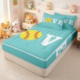 thumbnail image 1 of Erosebridal Letter Softball Zipper Full Size Comforter Sets with Fitted Sheet and 2 Pillowcases for Girls, Turquoise Cartto Ball Print Zipper Bedding Set, Polkadot Reversible, 4 Pieces, 1 of 7
