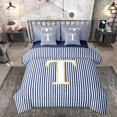 thumbnail image 1 of Erosebridal Letter T Kids Twin Bedding Sets 7-Piece, Modern Abstract Bedding Comforter Set, Blue Reversible, 1 of 7