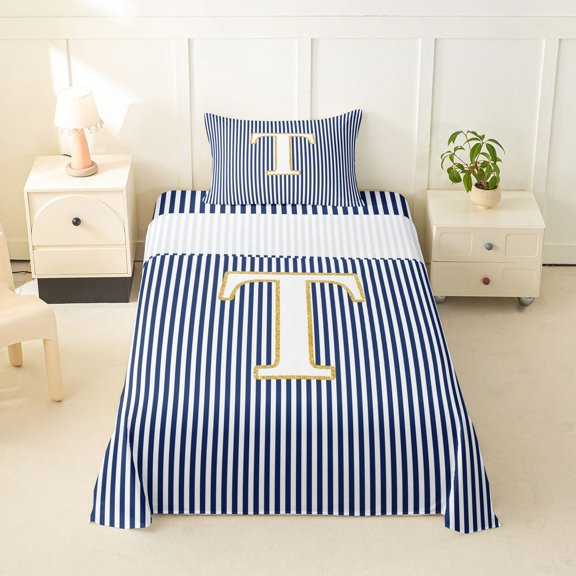 Erosebridal Letter T Kids Twin Sheet Sets, Modern Abstract Bedding, 3pcs