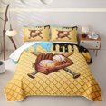 thumbnail image 1 of Erosebridal Light Blue & Black Dripping Waffle Baseball Ice Cream & Glove Graphic Bed Spread Queen,Sport Graphic Queen Coverlet Set for Boys Girls, 1 of 7