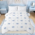 thumbnail image 1 of Erosebridal Light Blue Bow Polka Dot Queen Comforter Set for Girls, Blue Ribbon Bedding Comforter Set for Kids, Reversible, 3 Pieces, 1 of 6