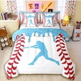 thumbnail image 1 of Erosebridal Light Blue Dripping Baseball Stitch & Batter Silhouette Graphic Twin Bedding Sets 7-Piece, Ball Gamer Bedding Comforter Set for Boys And Girls Kids,Microfiber Bedroom Decor, 1 of 6