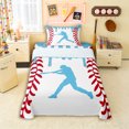 thumbnail image 1 of Erosebridal Light Blue Dripping Baseball Stitch & Batter Silhouette Graphic Twin Sheet Sets 3pcs, Ball Gamer Bedding for Boys And Girls Kids,Microfiber Bedroom Decor, 1 of 5