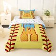 thumbnail image 1 of Erosebridal Light Blue Dripping Baseball Stitch & Waffle Letter A Graphic Twin Comforter Sets 3-Piece, Alphabet Graphic Bedding Set for Boys And Girls Kids,Microfiber Bedroom Decor, 1 of 6