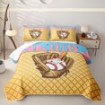 thumbnail image 1 of Erosebridal Light Blue & Pink Dripping Waffle Baseball Sundae & Glove Graphic Quilt King,Sweet Graphic King Coverlet Set for Boys Girls, 1 of 7