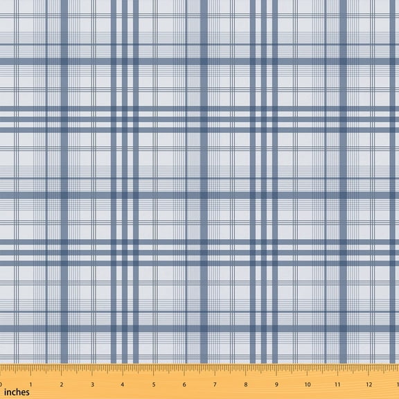 Erosebridal Light Blue Plaid Fabric by the Yard 1 Yard, Check Grid Pattern Home Decor Fabric by the Yard
