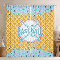 thumbnail image 1 of Erosebridal Light Blue Waffle Baseball & Bat Logo Graphic Black Out Curtains, Baseball Graphic Curtains Pack of 2 (42x63 Each) for Boys And Girls Kids,Super Cozy Room Decor, 1 of 6