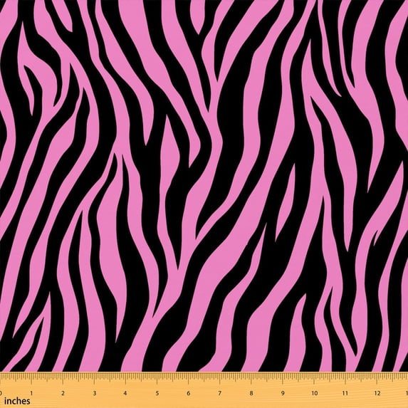 Erosebridal Light Pink Zebra Stripe Fabric by the Yard 1 Yard, Animal Print Pattern Home Decor Fabric by the Yard