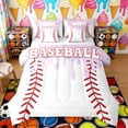 thumbnail image 1 of Erosebridal Light Purple Drippy Baseball Print Twin Bedding Sets, Sports Monogram Bedding Comforter Set for Kids Boys and Girls, Reversible 7pcs, 1 of 6