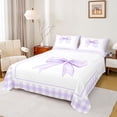thumbnail image 1 of Erosebridal Light Purple Gingham Bow Full Size Sheets, Purple Bow Bed Sheets for Women Girls, 4-Piece, 1 of 6
