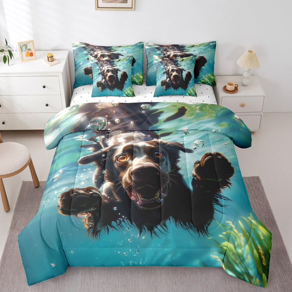 Erosebridal Pet Dog Bedding King Size, Ocean Animal Bed in a Bag King size, Sea Theme Room Decor, Reversible 7 Pieces