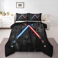 thumbnail image 1 of Erosebridal Lightning Full Size Comforter Sets, 3D Neon Blue Red Sun Moon Round Bedding Comforter Set, Black, 1 of 7
