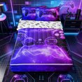 thumbnail image 1 of Erosebridal Lightning Game Controller Zipper Twin Comforter Sets with Fitted Sheet and 2 Pillowcases,Honeycomb Neon Print Zipper Bedding Set,Purple Pink Black,Reversible, 1 of 6