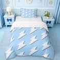 thumbnail image 1 of Erosebridal Lightning Light Print Twin Bedding,White And Blue Duvet Cover Set For Boys Kids 2pcs,No Comforter,Reversible, 1 of 6