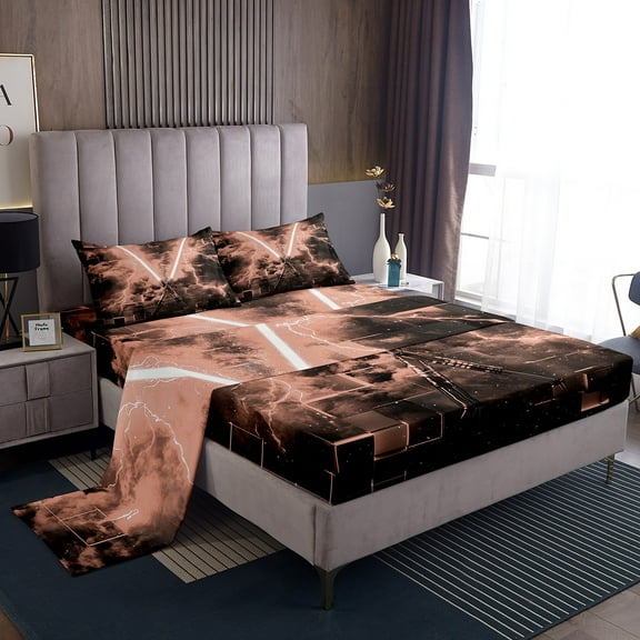 Erosebridal Lightsaber Sheet Set Twin for Teens, Rectangle Geometric Bedding Sets Twin Size, Modern Fashion Decor