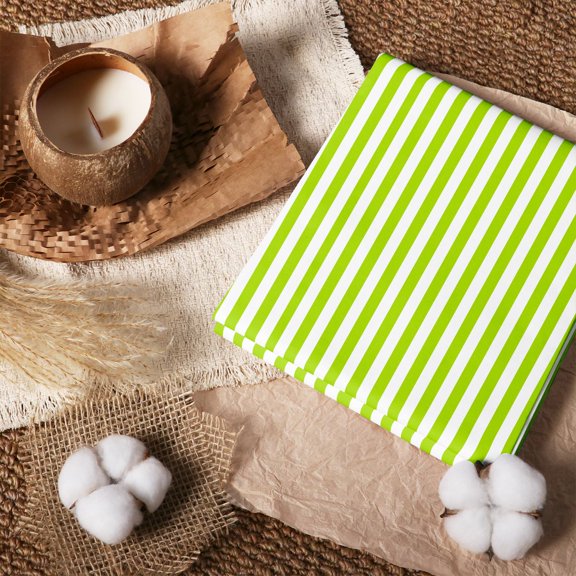 Erosebridal Lime Awning Stripe 100% Cotton Fabric by the Yard 1 Yard, White Vertical Home Decor Fabric by the Yard