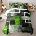 thumbnail image 1 of Erosebridal Lime Square Abstract Bed Spread Queen for Women Men, Brush Stroke Block Queen Coverlet Set, 3pcs, 1 of 7