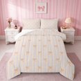 thumbnail image 1 of Erosebridal Line Art Bow Stripe Full Size Comforter Sets for Girls, Minimalist Girly Ditsy Print Bedding Comforter Set, Reversible 3 Pieces 1 Comforter and 2 Pillowcases, 1 of 6