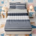 thumbnail image 1 of Erosebridal Line Art Pattern Zipper Queen Comforter Set with Fitted Sheet and 2 Pillowcases,Boho Striped Zipper Bedding Set,Light Gray Reversible,4pcs, 1 of 7