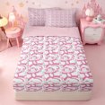 thumbnail image 1 of Erosebridal Line Art Pink Monkey Zipper Queen Comforter Set with Fitted Sheet and 2 Pillowcases,Cartoon Pattern Zipper Bedding Set For Girls,Pink Reversible,4pcs, 1 of 7