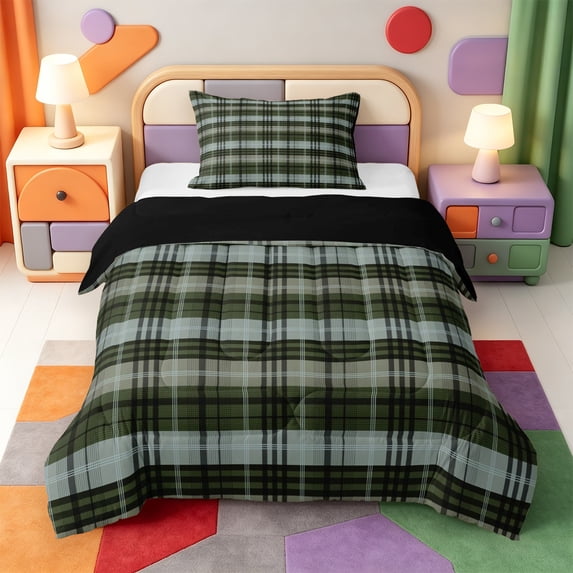 Erosebridal Line Geometric Pattern Twin Comforter Sets,Modern Lines Bedding Set,Black Reversible,2-Piece,1 Comforter and 1 Pillowcase