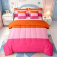 thumbnail image 1 of Erosebridal Line Geometric Print 7pcs Queen Bedding,Mid-Century Lines Bedding Comforter Set Queen,Pink Reversible, 1 of 7