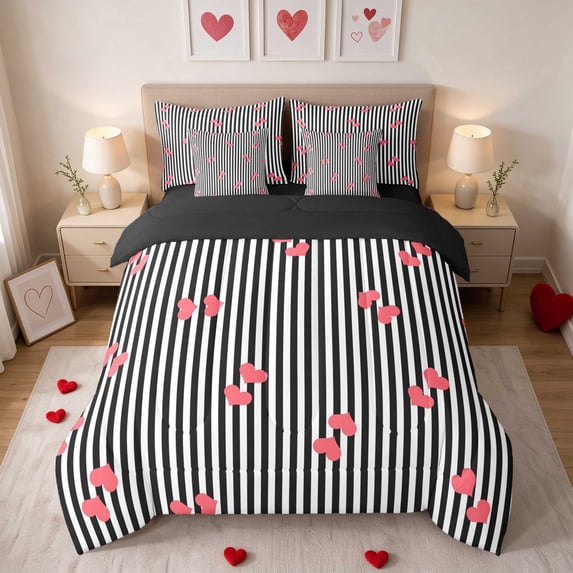 In Simple Erosebridal Line Heart Outline Minimalist Full Size Bedding Sets for ...