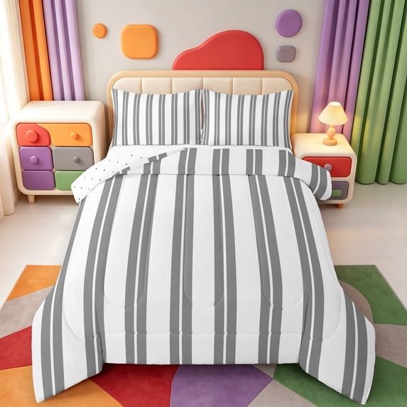Erosebridal Linear Geometric Full Size Comforter Sets,Boho Stripes Bedding Comforter Set,Reversible,3 Pieces,1 Comforter and 2 Pillowcases