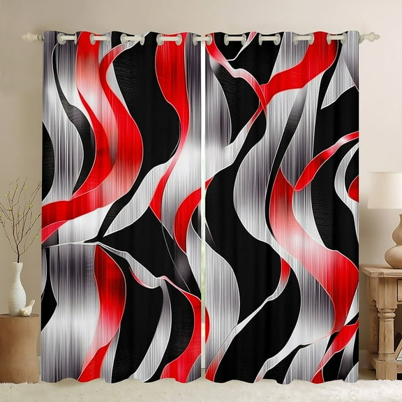 Erosebridal Lines Spiral Curtains for Living Room,Geometric Stripes Blackout Curtains Set of 2 (38x45),Abstract Artwork Curtains and Drapes (38x45),Swirl Room Decor