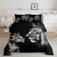 thumbnail image 1 of Erosebridal Lion Couple Comforter Set King Queen Bedding Set for Women Men,Animal Couple Quilt Gray Big Cat Hair Duvet Insert Queen Size,Safari Animals Romantic Floral Room Decor, 1 of 7