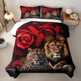 thumbnail image 1 of Erosebridal Lion Leopard Twin Quilt Set,Red Rose Bloom Twin Coverlet Set For Boys,2 Pieces, 1 of 7