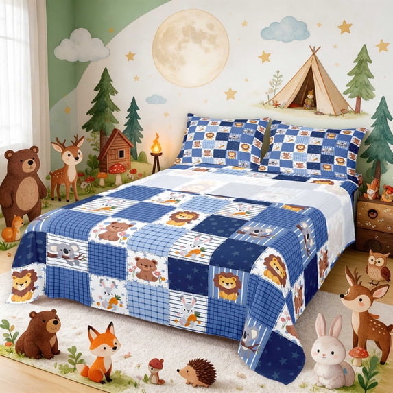 Erosebridal Lion Queen Sheets for Boys Girls, Patchwork Quilt Queen ...