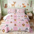 thumbnail image 1 of Erosebridal Lion Quilt King for Girls, Pink Patchwork King Coverlet Set, 3 Pieces 1 Bedspread and 2 Pillowcases, 1 of 7