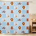thumbnail image 1 of Erosebridal Lion Shower Curtain 72Wx78L for Boys Girls, Blue Patchwork Waterproof Bath Curtain, 1 of 5