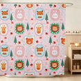 thumbnail image 1 of Erosebridal Lion Shower Curtain 72Wx84L for Girls, Pink Safari Waterproof Bathroom Shower Curtain, 1 of 5