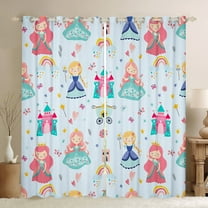 Erosebridal Little Princess Curtains for Living Room,Kawaii Girls Blackout Curtains Set of 2(38x45),Blue Carriage Caslte Curtains and Drapes(38x45) For Girls,Ultra Soft Room Decor