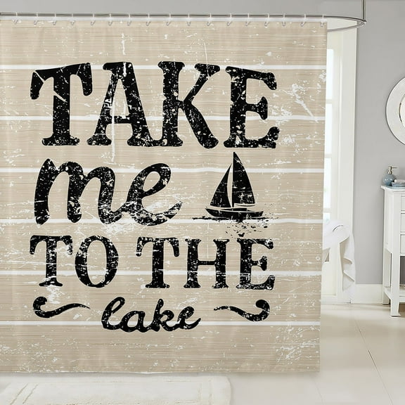 Erosebridal Lodge Cabin Shower Curtain 72x78, Nautical Lake Sailboat Bath Curtain, Rustic Camper Decor